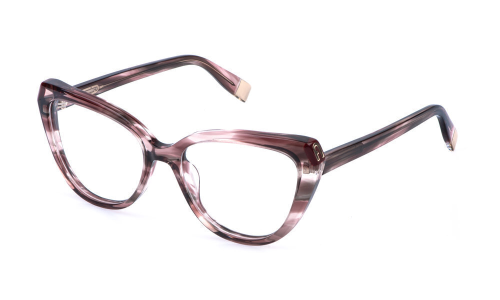 FURLA OPTICAL VFU989V Eyeglasses STRIPED BROWN/PINK (0VBL) 54mm